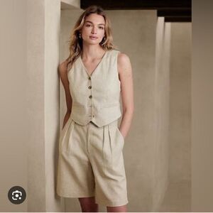 NWT banana republic linen pleated Bermuda short trousers